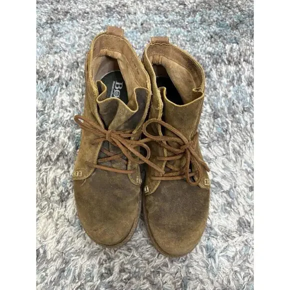 Born Boots Womens 9.5 Temple Lace Up Brown Distressed Suede Ankle Braided Chukka - Picture 5 of 13